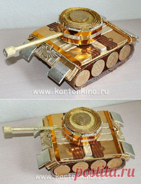 Танк из конфет - креативный сюрприз на 23 февраля