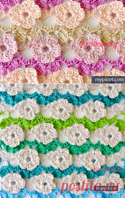 Вязание цветочного узора. Цветочный узор крючком для топа