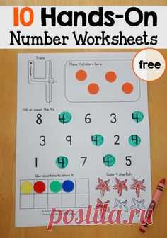 These free number worksheets for preschool reinforce a…