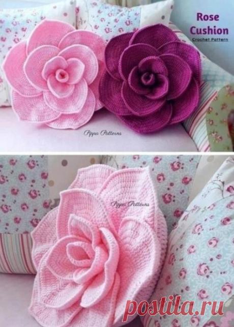 ​Огромный декоративный вязаный цветок