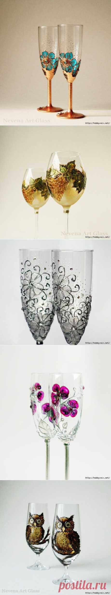 декор  бокалов от NevenaArtGlass (Болгария).