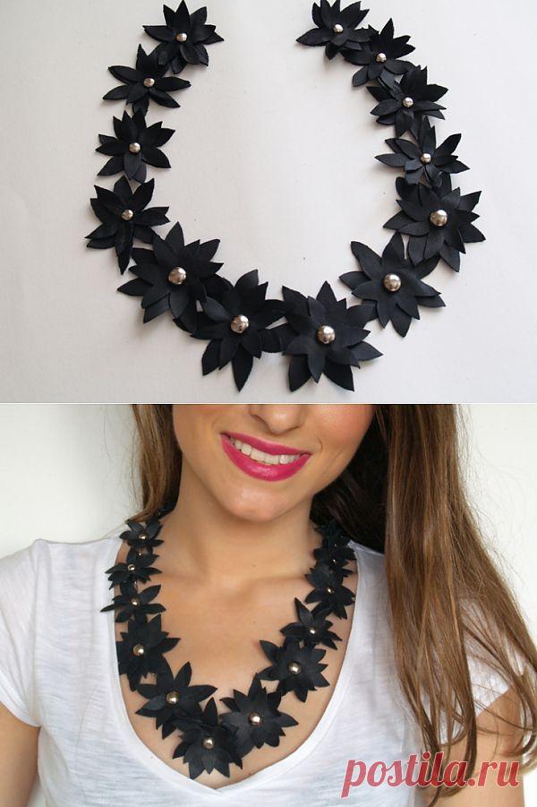 Колье из кожаных цветов (DIY) / Украшения и бижутерия / Модный сайт о стильной переделке одежды и интерьера