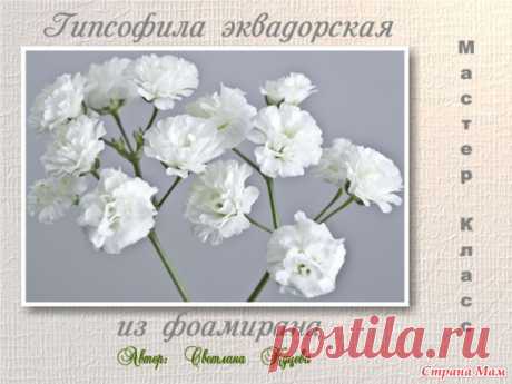 Мастер-класс "Гипсофила эквадорская из фоамирана" Всем доброго дня! Хочу поделится с вами небольшим небольшим мастер-классом и показать, как я делала гипсофилу из фоамирана. Надеюсь мой мастер-класс кому-то будет полезен! Спасибо за внимание!