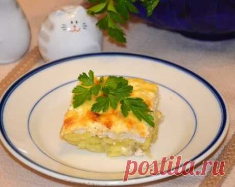 Запеченный картофель с куриным фаршем и сыром
