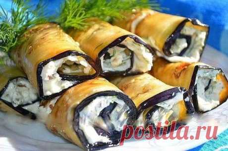 Баклажанные рулетики с творожным сливочным сыром