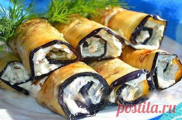 Баклажанные рулетики с творожным сливочным сыром