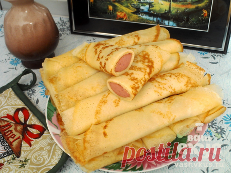 Эти блинчики, фаршированные обжаренными сосисками, придутся по вкусу даже детям