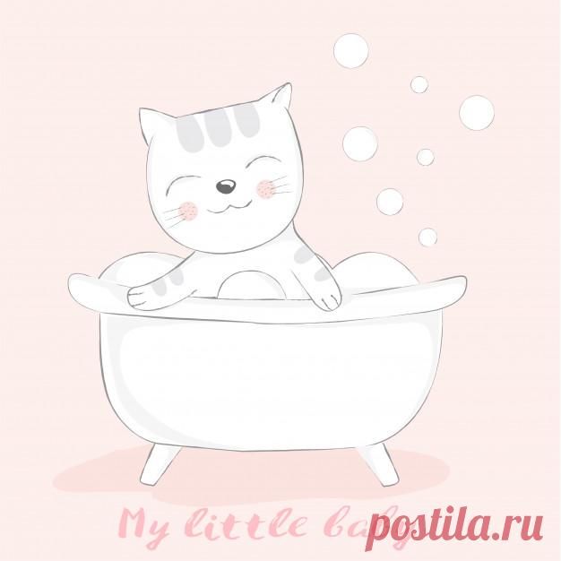 Симпатичная детская кошка с мультяшным мультяшным рукавом Более миллиона свободных векторов, PSD, фотографии и бесплатные иконки. Эксклюзивные халявы и все графические ресурсы, которые необходимые для ваших проектов