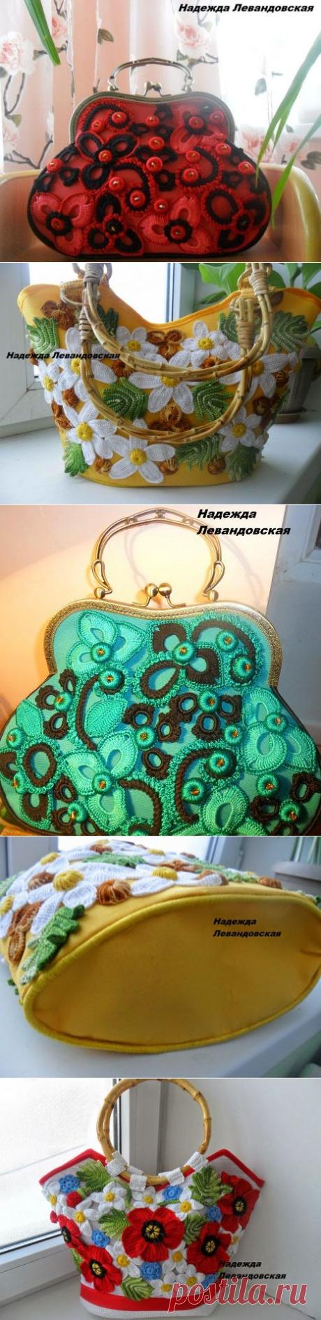 Irish crochet &amp;: Сумочки НАДЕЖДЫ ЛЕВАНДОВСКОЙ