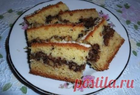 кекс с ореховой прослойкой | Домашняя еда