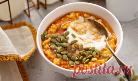 Овсянка с яйцами, бананом и тыквой