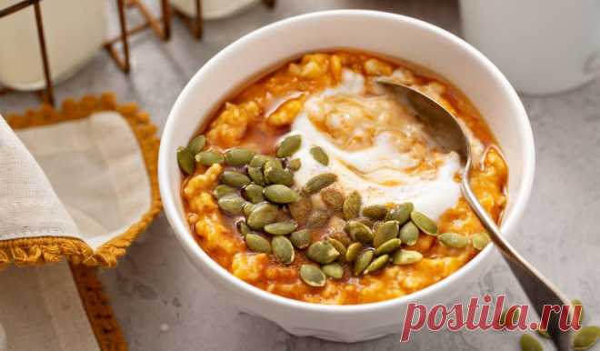 Овсянка с яйцами, бананом и тыквой