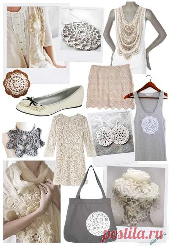 Декорируем вещи при помощи вязаных салфеток | Отлично! Школа моды, декора и актуального рукоделия