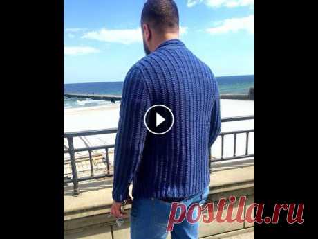 Мужской кардиган &quot;Denim&quot;  с шалевым воротником  ЧАСТЬ 2 В этом видео я расскажу и покажу как связать мужской кардиган Так как работа очень трудоемкая, я поделила видео на 2 части. В этом изделии рукав связа...