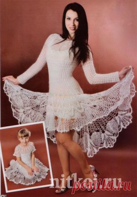 Ажурное платье крючком из мохера