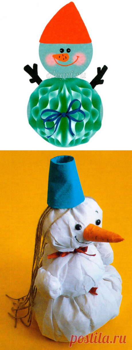 Снеговик из бумаги своими руками. Мастер-класс с фото