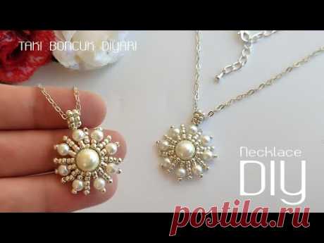 Güneş kolye yapımı / Sun Necklace. How to make beaded Necklace.(DIY) #pearl