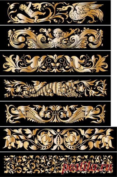 Набор стикеров барокко готовим к продаже. В комплекте 7 бордюров. Длина каждого рисунка от 17 до 19 см.