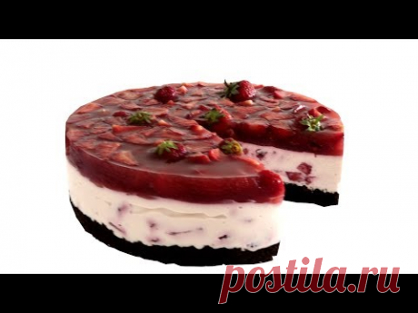 Творожно-клубничный торт. Мало калорий и максимум вкуса.