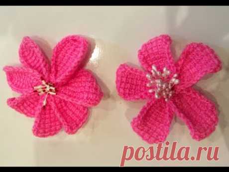 Простой цветок тунисским крючком (Tunisian crochet flower)