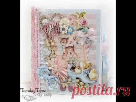 Baby Girl Prima Heaven Sent 2 Scrapbook Mini Album A custom order mini album for a baby girl. https://www.etsy.com/shop/TuesdayTyme ❤️ See my albums in action on you tube. See other crafts and tutorials by me...