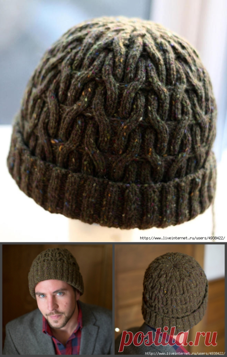 Мужская вязаная шапка «Mason’s Hat» с рисунком из жгутов