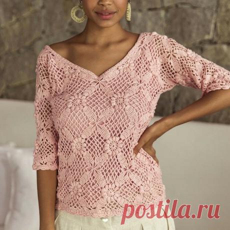 Джемпер ажурными мотивами крючком