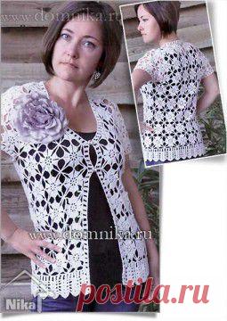 Кофточка крючком в технике без отрыва нити