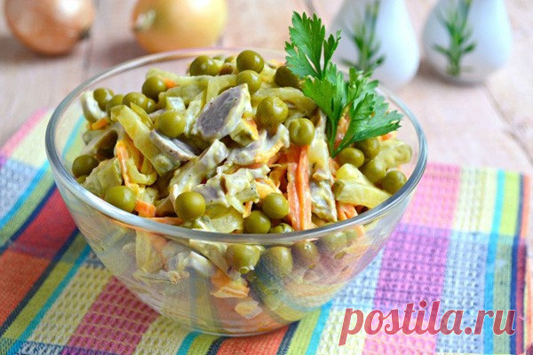 Салат из куриных желудочков и овощами — Домашний уют