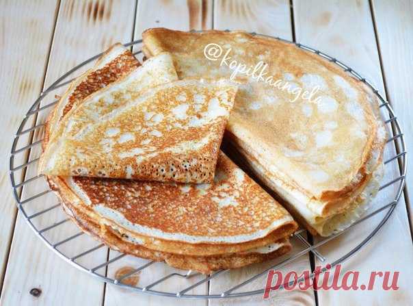 Тонкие, нежные, сдобные и очень вкусные блинчики с большим количеством дырочек (на кефире и молоке)
