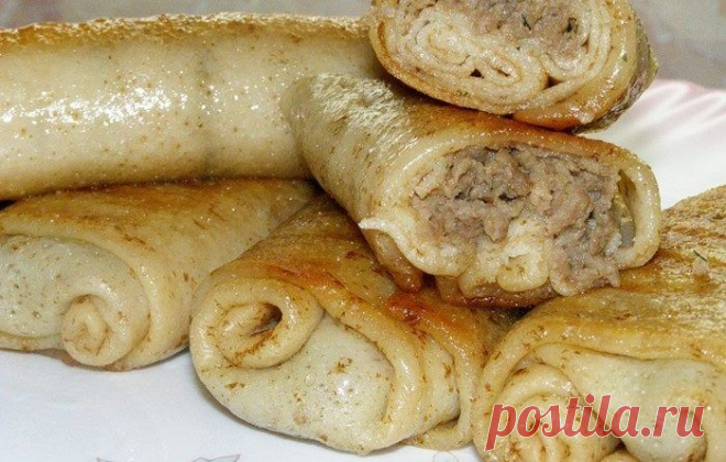 Домашние блинчики с мясом потрясающего вкуса Блинчики с мясом, приготовленные по этому рецепту нежные со сливочным вкусом из-за...