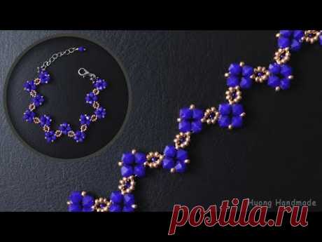 DIY zigzag beaded bracelet with seed beads & bicone beads