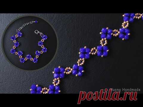 DIY zigzag beaded bracelet with seed beads & bicone beads