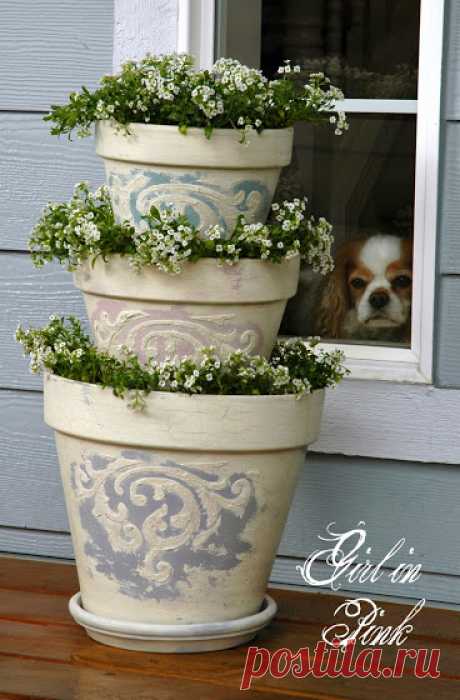 Girl in Pink: How to Create Beautiful Finishes on Flower Pots and Seal Them for Outdoor Use!