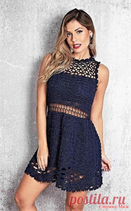 . Темно-синее платье Linha Fashion. - Все в ажуре... (вязание крючком) - Страна Мам