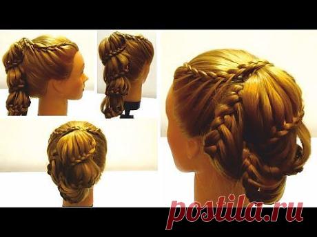 Прическа с плетением на новый год.Плетение на длинные волосы. Hairstyle for New year 2 - YouTube