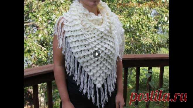 Шаль узором крокодиловая кожа (Shawl pattern crocodile skin) В этом видео уроке я расскажу Вам как связать Шаль узором крокодиловая кожа (Shawl pattern crocodile skin). Шаль выполнена узором чешуйки,которые напо...