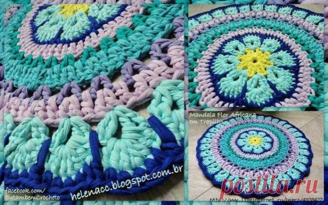 Коврик крючком. Африканский цветок