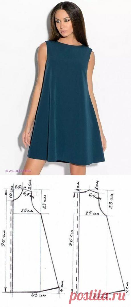 Шитье ✂ Выкройки.Платье силуэта "трапеция", выполненное из костюмной ткани. Застежка сзади на молнию.  выкройка