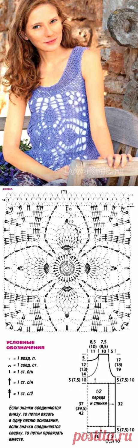 Сетчатый топ на широких бретелях | Варварушка-Рукодельница