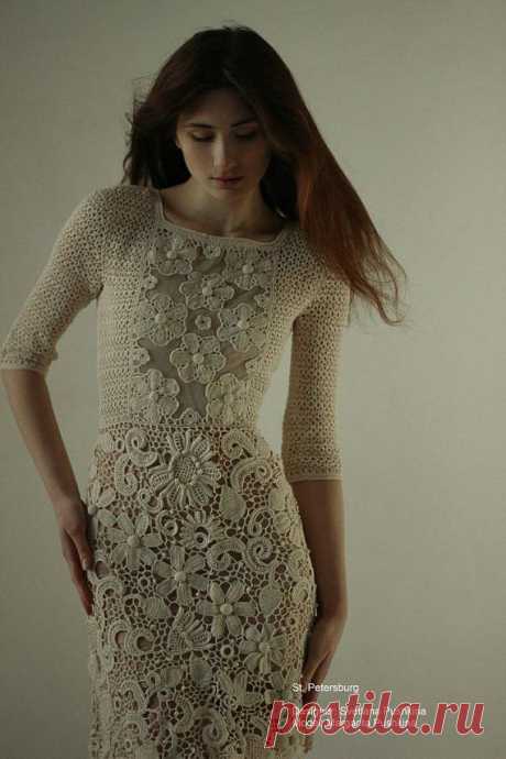 dress for photo shoot Irish crochet hand made haute couture