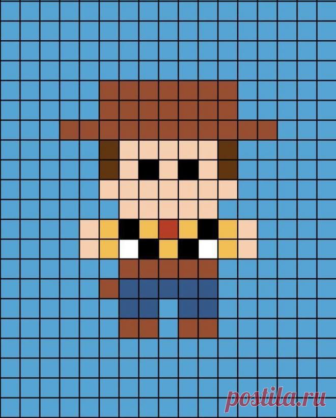 a pixellated image of a man's face in blue and yellow squares,