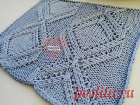 Крупный ажурный узор «ромбы» спицами | Paradosik_Handmade | Пульс Mail.ru Ажурный узор «ромбы» спицами. Подробное описание каждого ряда и схема вязания в хорошем качестве.