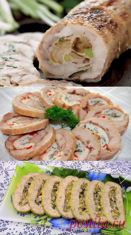 Куриный рулет с начинкой   Ингредиенты: 5 шт. куриных бедер 4 шт. моченых или свежих кислых яблок 1 ст. л. лимонного сока 30 гр. тыквенных семечек 50 гр. грецких орехов 1 щепотка сухого имбиря 1 щепотка тимьяна 1 щепотка мускатного ореха соль, перец-по вкусу Секрет: Это не желатин и не бесполезные перевязывания нитками. Главное, взять правильное мясо! Лучше всего подойдет не филе, из которого рулеты получаются суховатыми, а самые простые куриные бедра! В дополнение к вышеперечисленным п