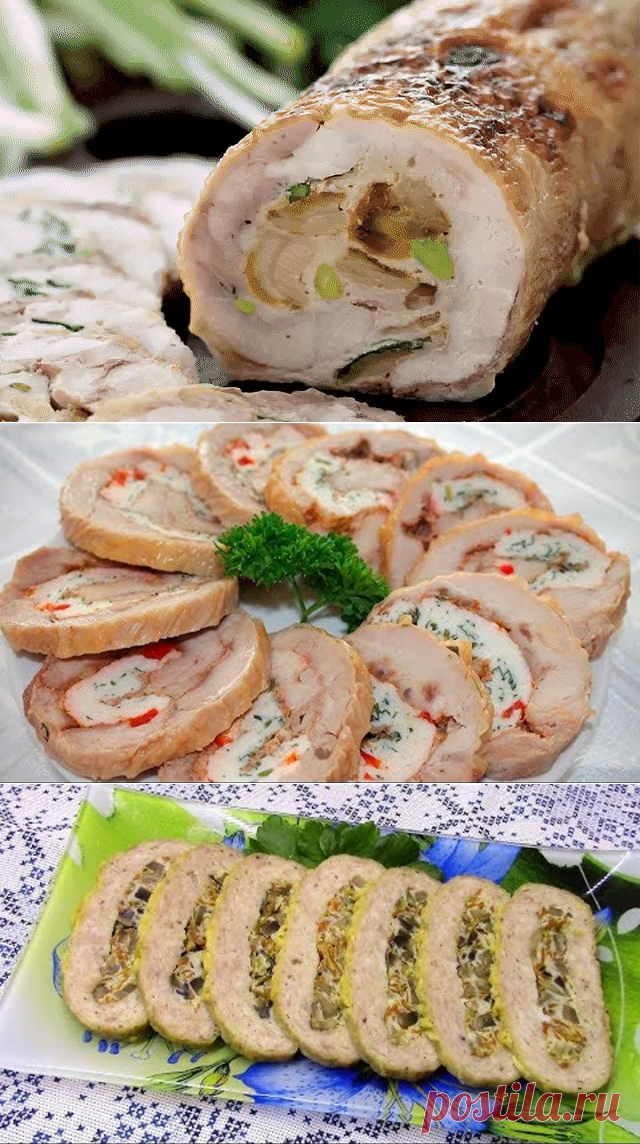 Куриный рулет с начинкой   Ингредиенты: 5 шт. куриных бедер 4 шт. моченых или свежих кислых яблок 1 ст. л. лимонного сока 30 гр. тыквенных семечек 50 гр. грецких орехов 1 щепотка сухого имбиря 1 щепотка тимьяна 1 щепотка мускатного ореха соль, перец-по вкусу Секрет: Это не желатин и не бесполезные перевязывания нитками. Главное, взять правильное мясо! Лучше всего подойдет не филе, из которого рулеты получаются суховатыми, а самые простые куриные бедра! В дополнение к вышеперечисленным п