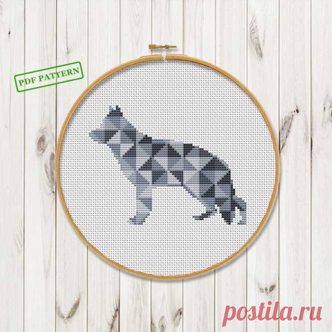 German Sheperherd Geometric cross stitch pattern Geometric | Etsy