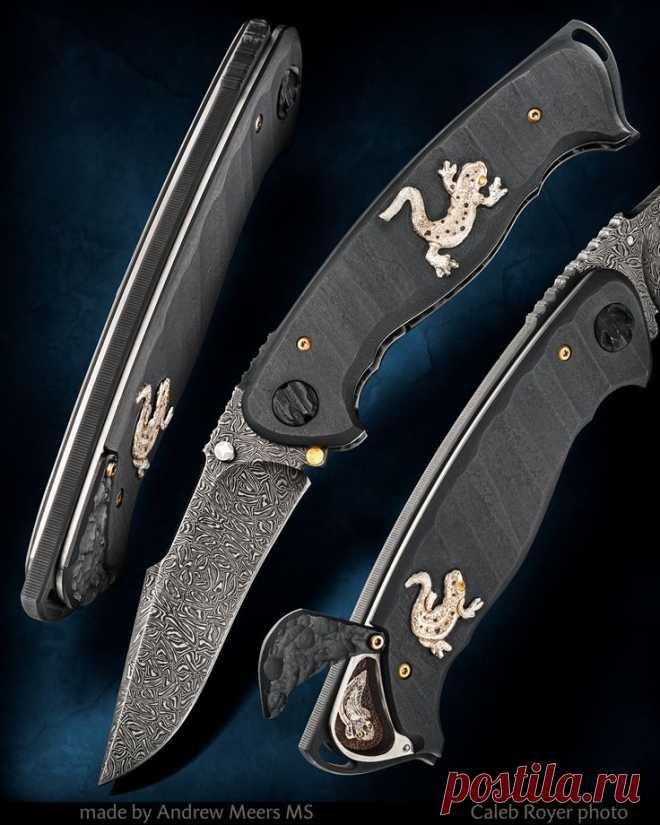 Нож складной от Andrew Meers MS. Дамасская сталь. Литьё. Секретик.