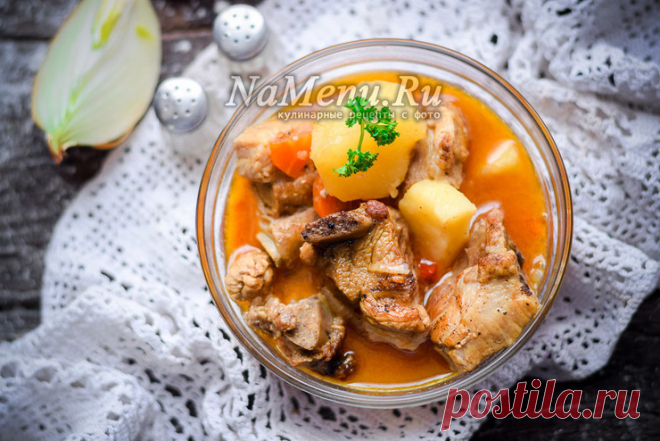 Свиные рёбрышки с картошкой тушеные, рецепт с фото