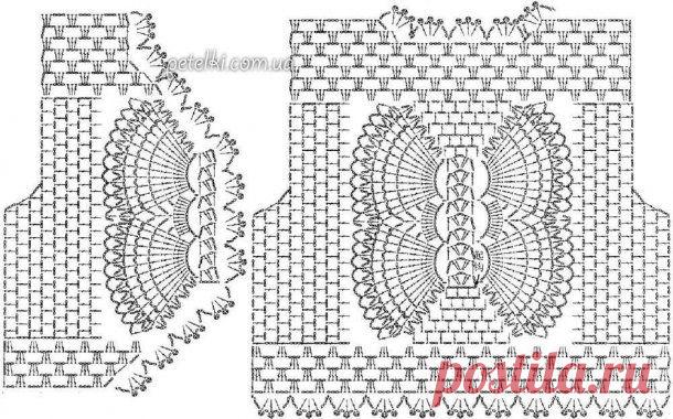 Болеро Бабочка крючком. Описание. Схема. Выкройка