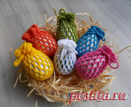 Корзинки для пасхальных яиц крючком